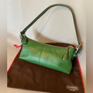 Coach kelly green leather Y2K mini baguette shoulder bag